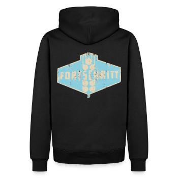 DDR IFA Landmaschinen FORTSCHRITT - Männer Premium Bio Hoodie - Schwarz - Hinten - Nico (187cm)