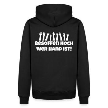 Hand hoch besoffen - Männer Premium Bio Hoodie - Schwarz - Hinten - Nico (187cm)