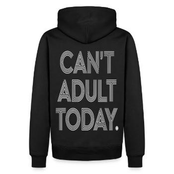 Can’t Adult Today" Conception de texte rétro audacieux - Sweat à capuche Premium bio Homme - noir - Dos - Nico (187cm)
