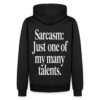 Sarcasme Talent Déclaration Design - Sweat à capuche Premium bio Homme - noir - Dos - Nico (187cm)