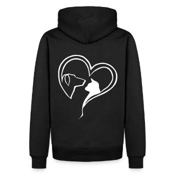 Animal Love Chien Chat Cœur Cadeau - Sweat à capuche Premium bio Homme - noir - Dos - Nico (187cm)