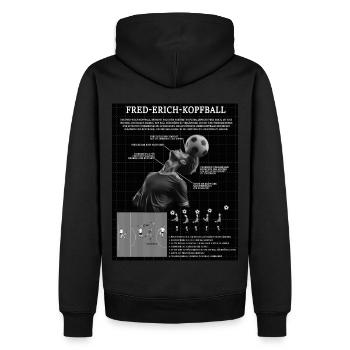 Fred-Erich-Kopfball - Männer Premium Bio Hoodie - Schwarz - Hinten - Nico (187cm)