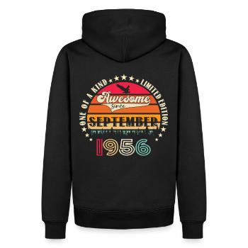 Septembre Né 1956 Cadeau du 66e anniversaire - Sweat à capuche Premium bio Homme - noir - Dos - Nico (187cm)
