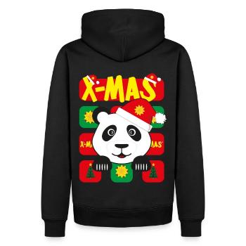 Panda mit Weihnachtsmütze und Apps. - Männer Premium Bio Hoodie - Schwarz - Hinten - Nico (187cm)