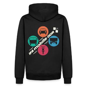 IFA mobile DDR - Design rétro - Ostalgie - Sweat à capuche Premium bio Homme - noir - Dos - Nico (187cm)