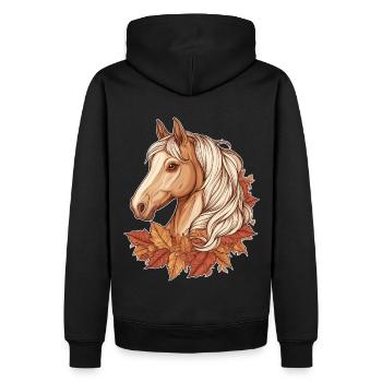 Cheval automne - Sweat à capuche Premium bio Homme - noir - Dos - Nico (187cm)