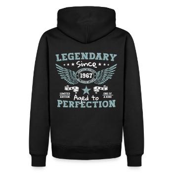 Legendary since 1967 55th birthday gift - Men’s Premium Organic Hoodie - black - Back - Nico (187cm)