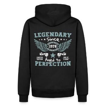 Légendaire depuis 1978 44ème anniversaire cadeau - Sweat à capuche Premium bio Homme - noir - Dos - Nico (187cm)