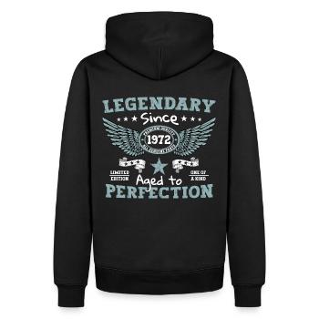Legendary since 1972 50th birthday gift - Men’s Premium Organic Hoodie - black - Back - Nico (187cm)