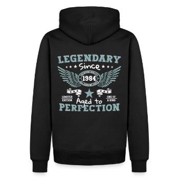 Legendary since 1984 38th birthday gift - Men’s Premium Organic Hoodie - black - Back - Nico (187cm)