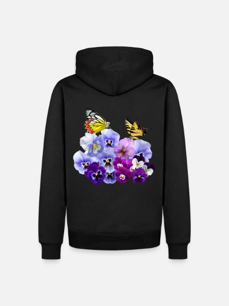 Pansies with yellow butterflies - Men’s Premium Organic Hoodie - black