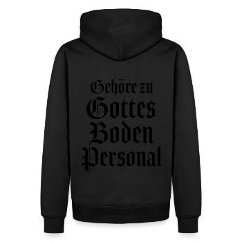 Pfarrer Priester Diakon Gottes Bodenpersonal - Männer Premium Bio Hoodie - Schwarz - Hinten - Nico (187cm)