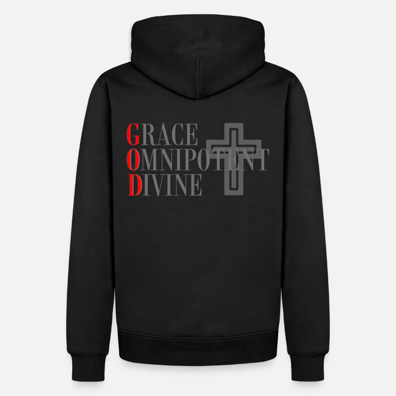 DIEU - Grâce, Omnipotente, Divine - Sweat à capuche Premium bio Homme - noir