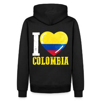 J’aime la Colombie - Sweat à capuche Premium bio Homme - noir - Dos - Nico (187cm)