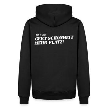 macht es wie ich, gebt Schönheit mehr Platz! - Männer Premium Bio Hoodie - Schwarz - Hinten - Nico (187cm)