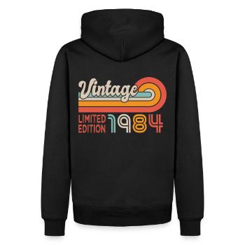 1984 anniversaire Né en 1984 - Sweat à capuche Premium bio Homme - noir - Dos - Nico (187cm)