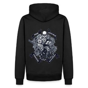 Partnerlook Design From our first meeting - Men’s Premium Organic Hoodie - black - Back - Nico (187cm)
