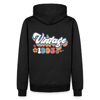 1993 Anniversaire Vintage - Sweat à capuche Premium bio Homme - noir - Dos - Nico (187cm)