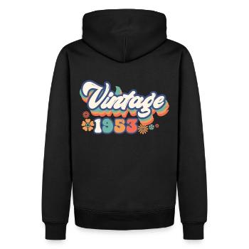 1953 Anniversaire 70 ans Vintage - Sweat à capuche Premium bio Homme - noir - Dos - Nico (187cm)