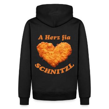 A Herz Fia Schnitzl - dunkel - Männer Premium Bio Hoodie - Schwarz - Hinten - Nico (187cm)