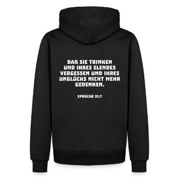 Bibel Spruch Zitat Alkohol Lustig Sprüche - Männer Premium Bio Hoodie - Schwarz - Hinten - Nico (187cm)