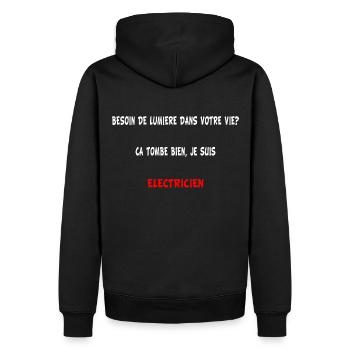 vêtements électriciens humour cadeau - Sweat à capuche Premium bio Homme - noir - Dos - Nico (187cm)