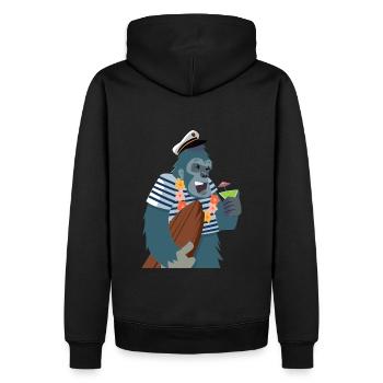 Yeti marin surfeur - Sweat à capuche Premium bio Homme - noir - Dos - Nico (187cm)