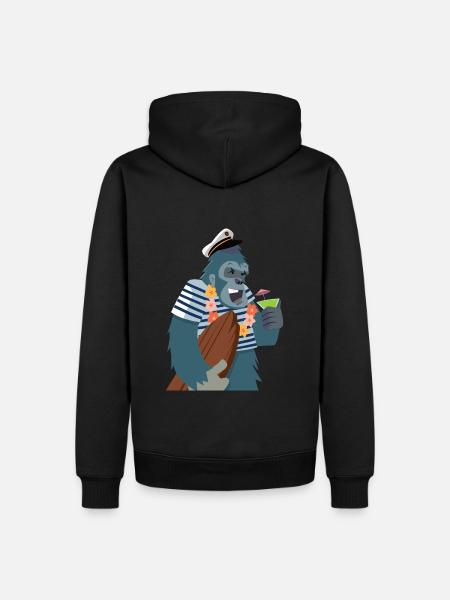 Yeti marin surfeur - Sweat à capuche Premium bio Homme - noir