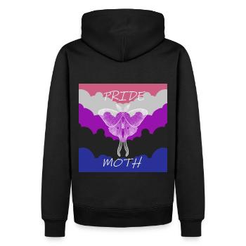 PRIDE MOTTE GENDERFLUID - Männer Premium Bio Hoodie - Schwarz - Hinten - Nico (187cm)