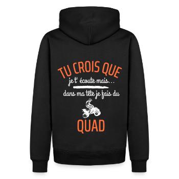 T shirt quad je fais du quad humour quad cadeau - Sweat à capuche Premium bio Homme - noir - Dos - Nico (187cm)