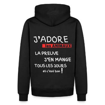 Ich liebe Tiere, der Beweis ist, dass ich sie esse - Männer Premium Bio Hoodie - Schwarz - Hinten - Nico (187cm)