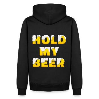 Halten Sie mein Bier - Männer Premium Bio Hoodie - Schwarz - Hinten - Nico (187cm)