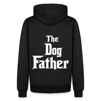 Lustiges Typografie-Design "Der Hundevater" - Männer Premium Bio Hoodie - Schwarz - Hinten - Nico (187cm)