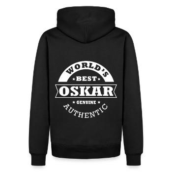 Personalisiertes Oskar Geschenk Vorname oskar - Männer Premium Bio Hoodie - Schwarz - Hinten - Nico (187cm)