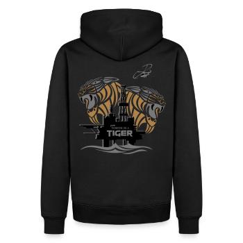 North Sea Tiger Oil Rig North Sea Aberdeen. - Men’s Premium Organic Hoodie - black - Back - Nico (187cm)