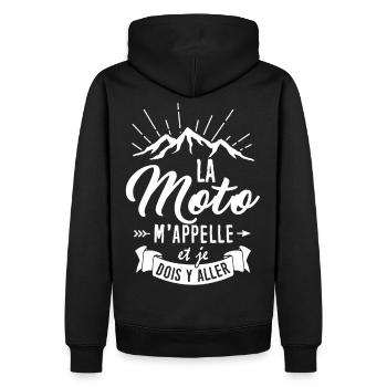 Tshirt pour Motards - La Moto m'appelle - Sweat à capuche Premium bio Homme - noir - Dos - Nico (187cm)