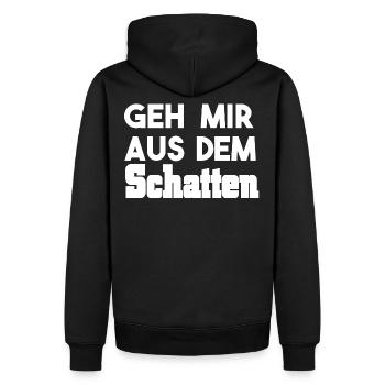 geh mir aus dem Schatten - Männer Premium Bio Hoodie - Schwarz - Hinten - Nico (187cm)