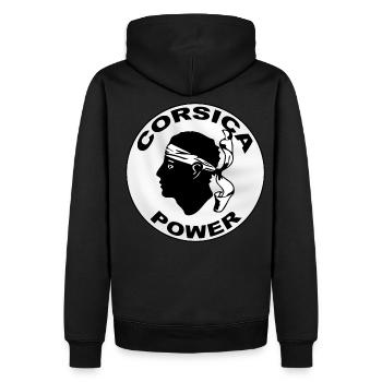 Korsika Strom - Männer Premium Bio Hoodie - Schwarz - Hinten - Nico (187cm)
