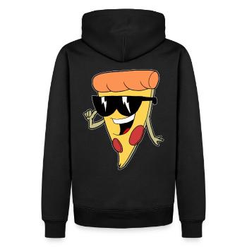 Lustige Pizza mit Sonnenbrille coole Geschenkidee - Männer Premium Bio Hoodie - Schwarz - Hinten - Nico (187cm)