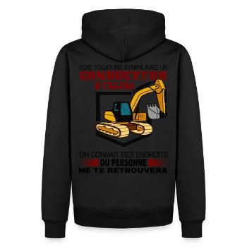 Gin-Shirt-Fahrer - Männer Premium Bio Hoodie - Schwarz - Hinten - Nico (187cm)