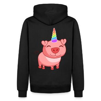 Schwein Einhorn magisches Schweinchen mit Einhorn - Männer Premium Bio Hoodie - Schwarz - Hinten - Nico (187cm)