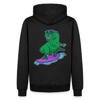 Surfer Dino T-Rex sur un cadeau de surfeur de surf - Sweat à capuche Premium bio Homme - noir - Dos - Nico (187cm)