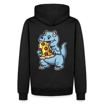 Dino with pizza - Men’s Premium Organic Hoodie - black - Back - Nico (187cm)