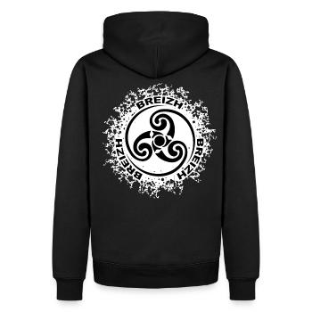 bretagne breizh triskel 19 - Sweat à capuche Premium bio Homme - noir - Dos - Nico (187cm)