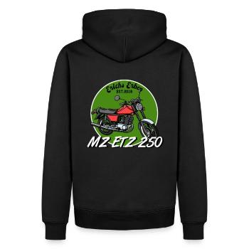 etz 250 - Men’s Premium Organic Hoodie - black - Back - Nico (187cm)