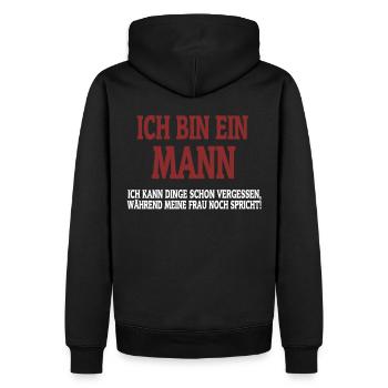 Ich bin ein Mann - Männer Premium Bio Hoodie - Schwarz - Hinten - Nico (187cm)