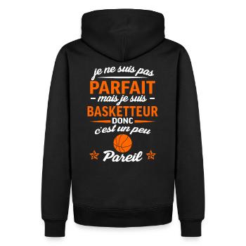 Je suis basketteur - t shirt basket - Sweat à capuche Premium bio Homme - noir - Dos - Nico (187cm)