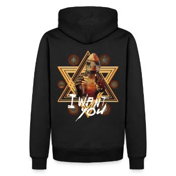 Reptilien Illuminati Aliens der neuen Weltordnung - Männer Premium Bio Hoodie - Schwarz - Hinten - Nico (187cm)