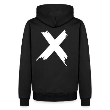 X - Men’s Premium Organic Hoodie - black - Back - Nico (187cm)