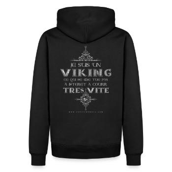 Marc und schwarzer Humor - Marc warnt - Männer Premium Bio Hoodie - Schwarz - Hinten - Nico (187cm)